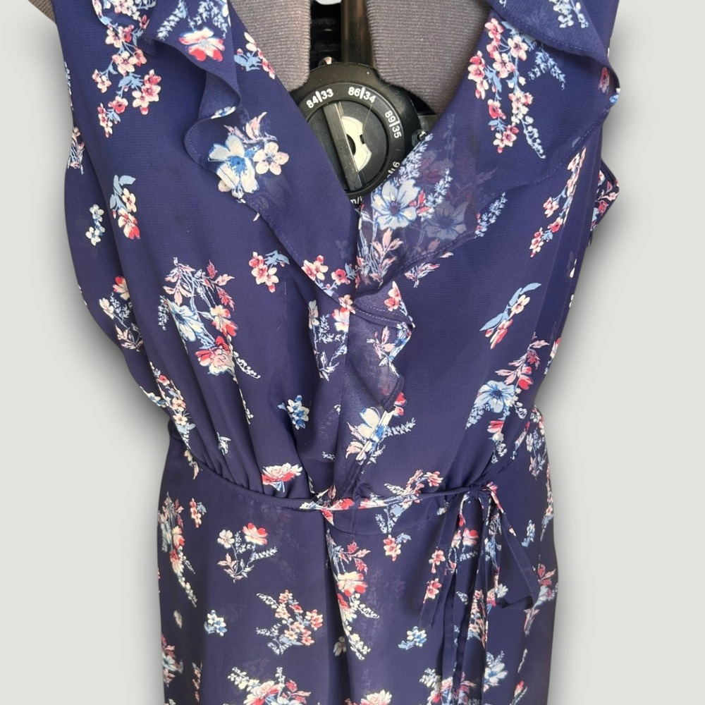 INC International Concepts Womens Dress Blue Floral 16 Chiffon Wedding Guest - Picture 6 of 9